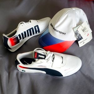 👟Puma/BMW Motorsports evospeed White blue drift shoes size 8.5 & hat never worn